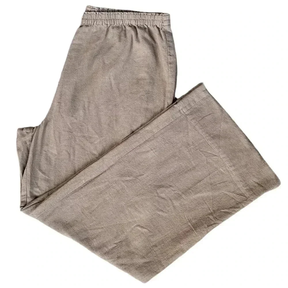 Soft Surroundings 100% Cotton High Rise Wide Leg Pants for Women - Size L